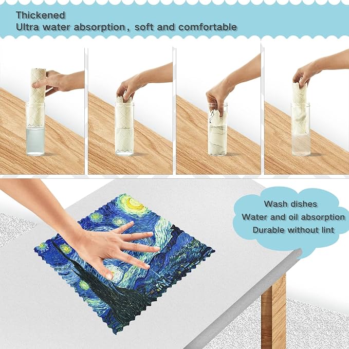 ALAZA Dish Towels Kitchen Cleaning Cloths Vincent Van Gogh Starry Night Dish - Image 4