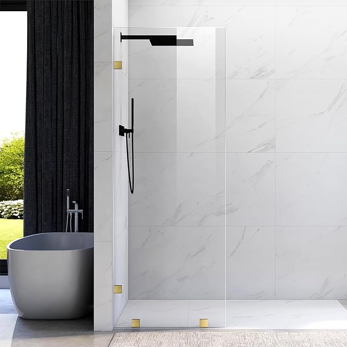 39" W ×80" H Shower Glass Panel, Frameless Fixed Glass Shower Panel by UNIKOOSHOWERDOOR