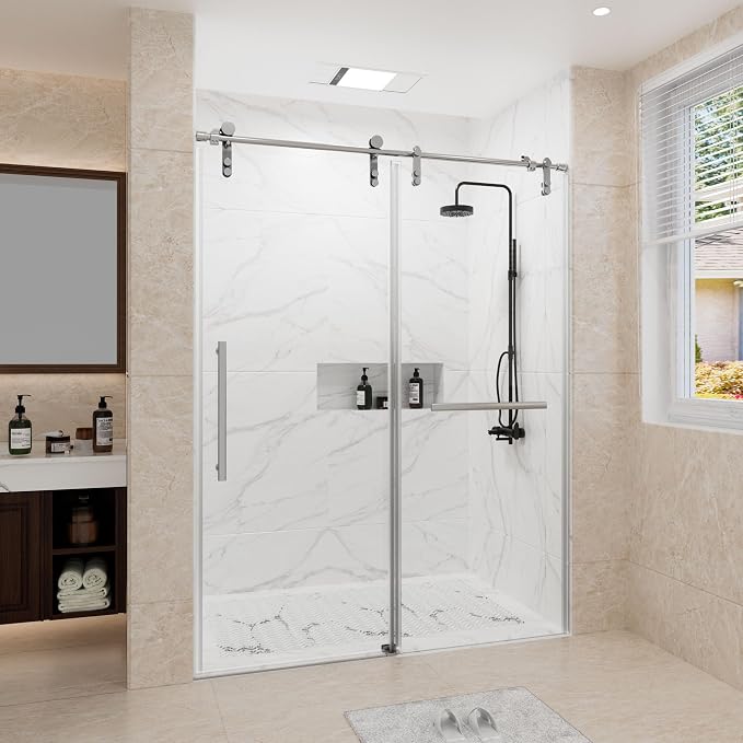 56-60" W x 76" H Frameless Shower Door, Sliding Shower Door by TrumbeakFurniture