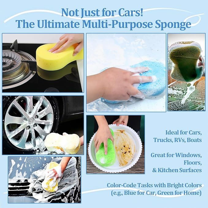 10 Pack Large Car Wash Sponges Non-Scratch Sponges - Image 6
