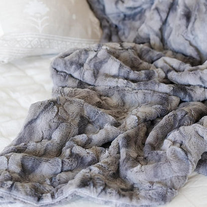 GRACED SOFT LUXURIES Oversized Throw Blanket Living Room Decor Softest Warm Elegant Aesthetic Comfy Cozy Faux Fur for Home, Couch, Sofa, Bed, Chair (XL 60" x 80", Marbled Gray)