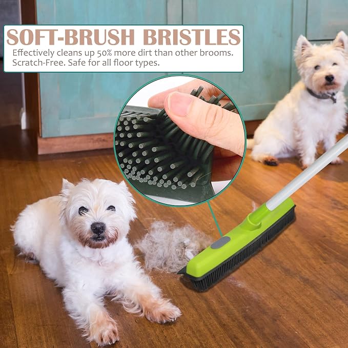 Guay Clean Rubber Push Broom Pet Hair Fur Removal Soft Bristle Sweeper - Image 4