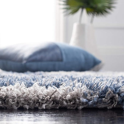 SAFAVIEH Horizon Shag Collection Area Rug - 9' x 12', Grey & Blue, Modern Abstract Design, Non-Shedding & Easy Care, 2-inch Thick Ideal for High Traffic Areas in Living Room, Bedroom (HZN890G)