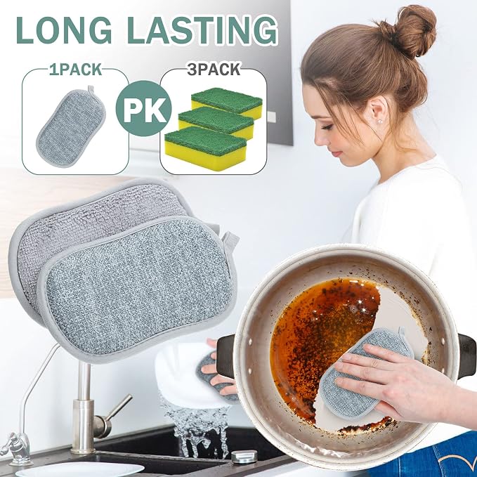 24 Pack Multi Purpose Scrub Sponges Non Scratch Microfiber Sponge Cleaning Dish - Image 4