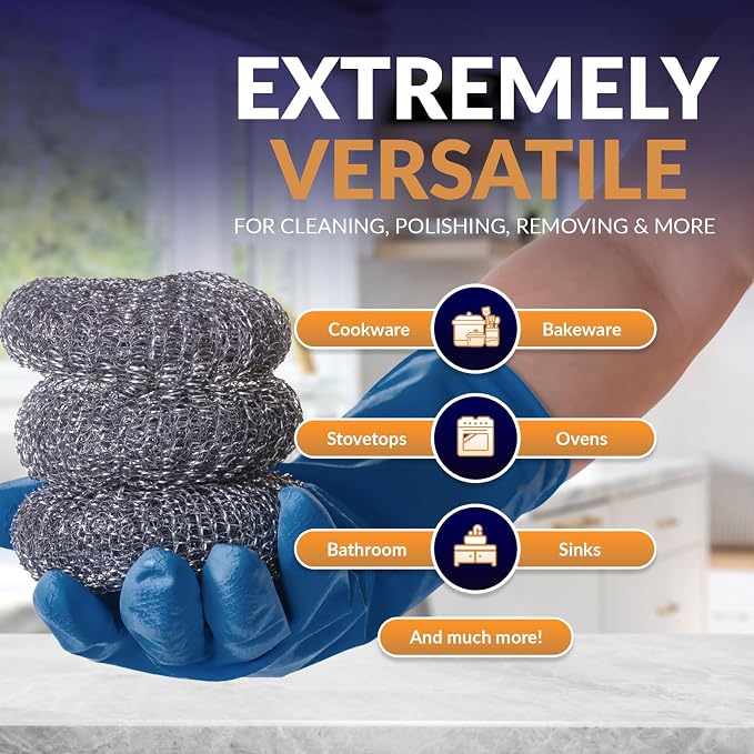 PAMI Heavy Duty Stainless Steel Sponge Scrubber Non-Scratch Metal Sponges - Image 4