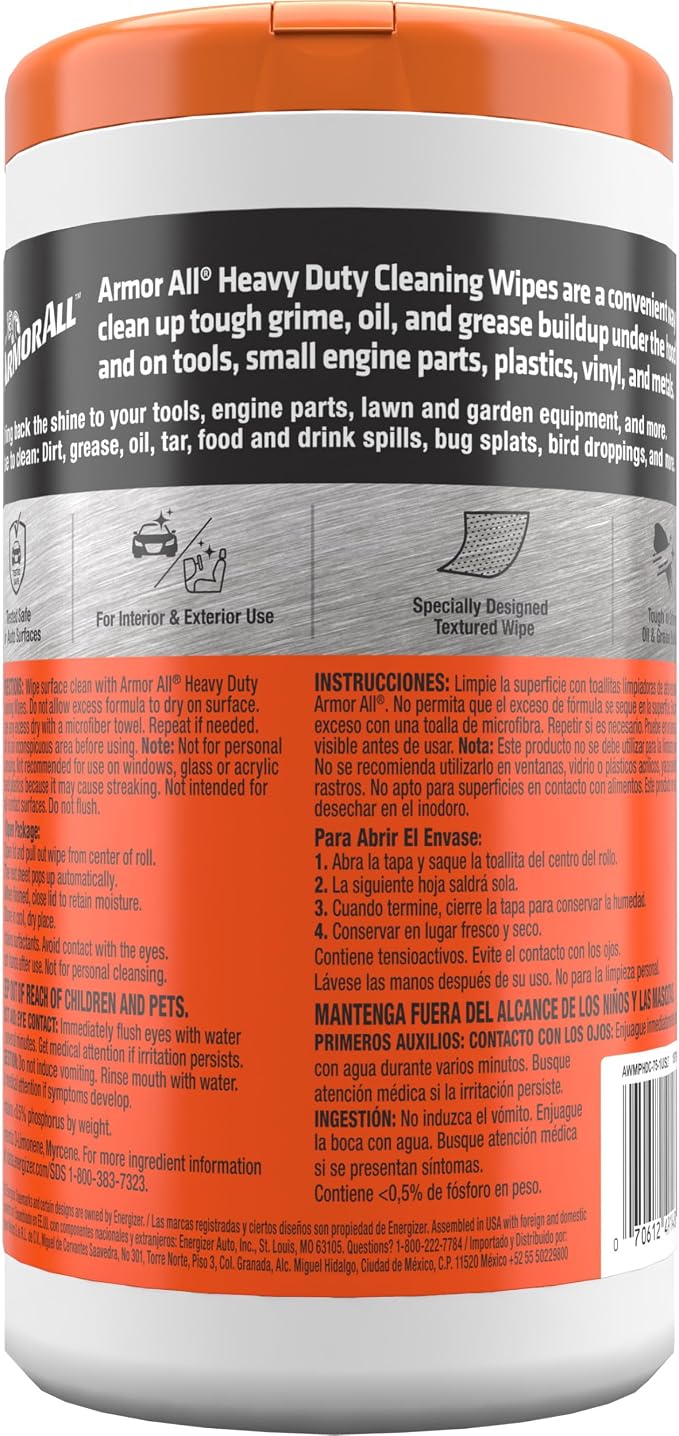 Armor All Heavy Duty Cleaning Wipes, Disposable Car Wipes - Image 8