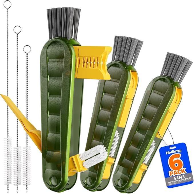 6 Pack Holikme 4 in 1 Cup Lid Cleaning Brush Set by Holikme