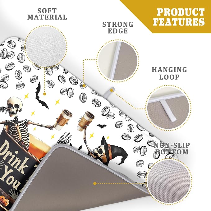 Skull Dead Coffee Mat Funny Dish Drying Pad - Image 4