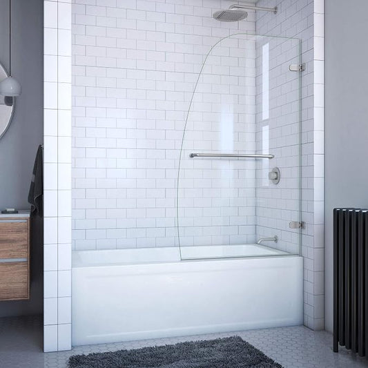 DreamLine Aqua Uno 34 in. W x 58 in. H Frameless Hinged Tub Door in Brushed by DreamLine