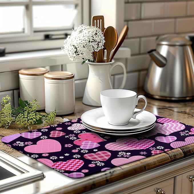 Valentine Pink Love Heart Dish Drying Mat - Image 6