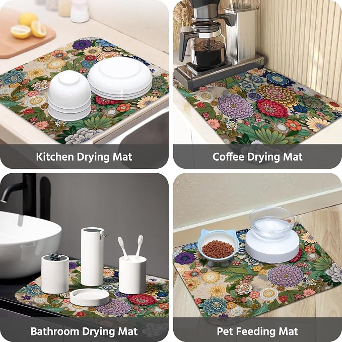 Dish Drying Mat for Kitchen Counter 16x18 Inch, Super Absorbent Dish Drainer Mat - Image 7