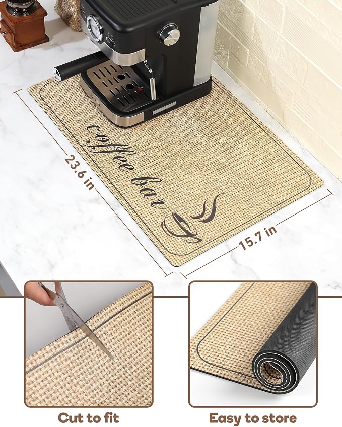 SUEH DESIGN Coffee Mat, Absorbent Dish Drying Mat 23.6 x 15.7 in Quick Dry - Image 7