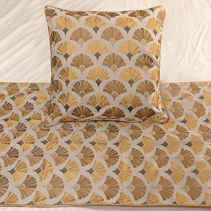 The HomeCentric King Queen Twin Beige & Yellow Gold Handmade Full 68"x18" Bed Runner Without Pillow Cover, Floral Embroidery Bed Scarf on Cotton Embroidery Fabric - Autumn Bloom
