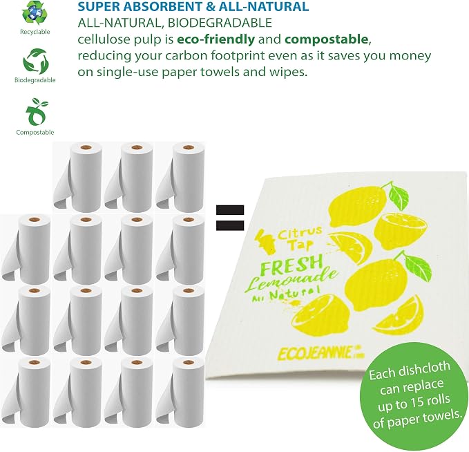 Eco-Friendly Reusable German Cleaning Cloth 100% Biodegradable Cellulose Sponge - Image 2