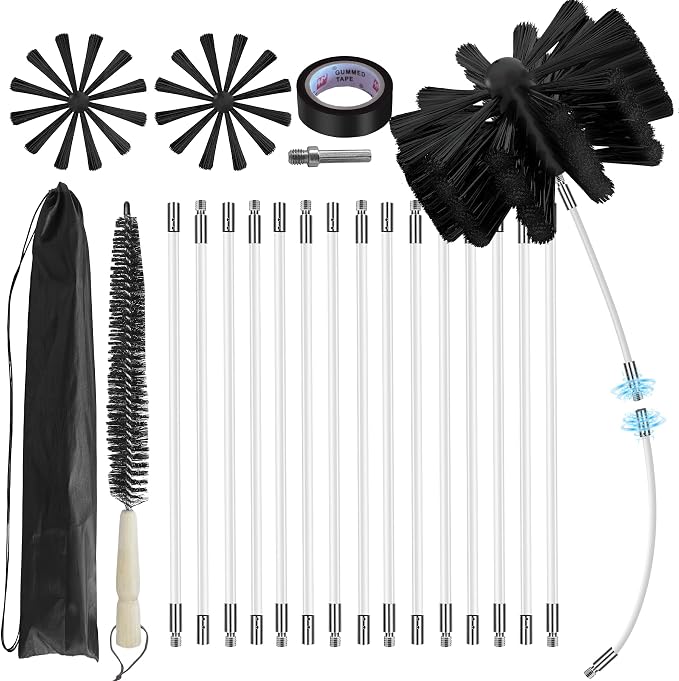 20Feet Chimney Sweep Kit, 6 in Brush Head, Dryer Vent Cleaner Kit, Chimney by MosxoedEnjoyLife