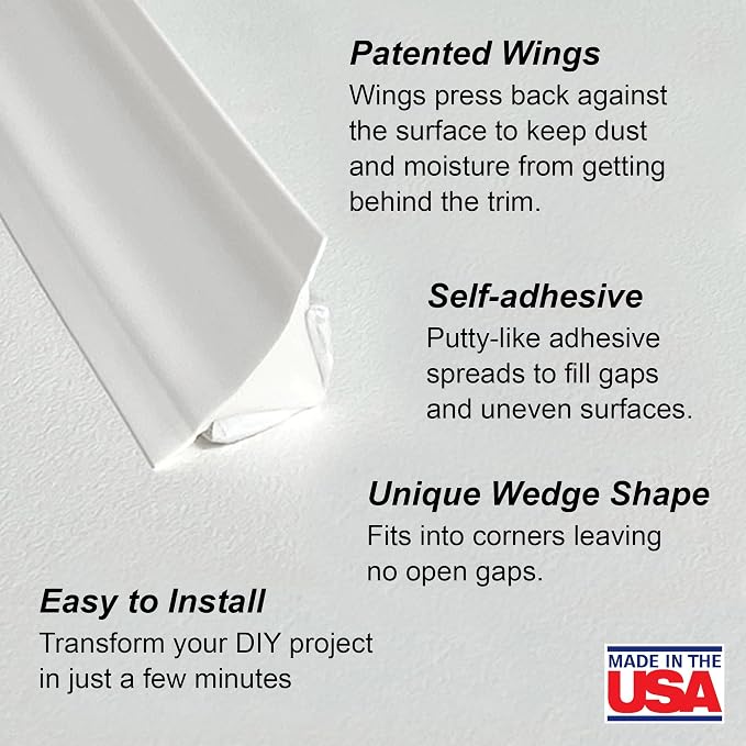 InstaTrim White New & Improved Caulk Trim, 1/2" by 10', Water Resistant - Image 2
