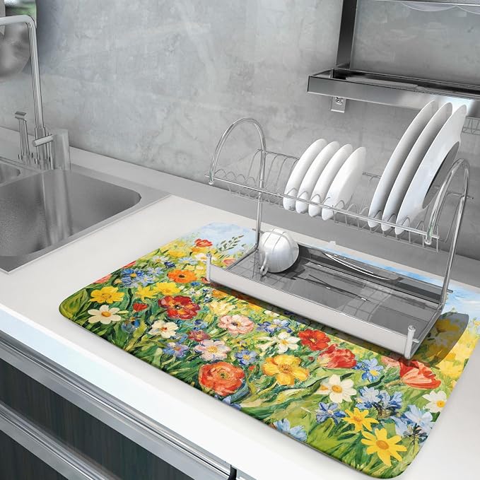 Spring Summer Floral Dish Drying Mat - Image 5