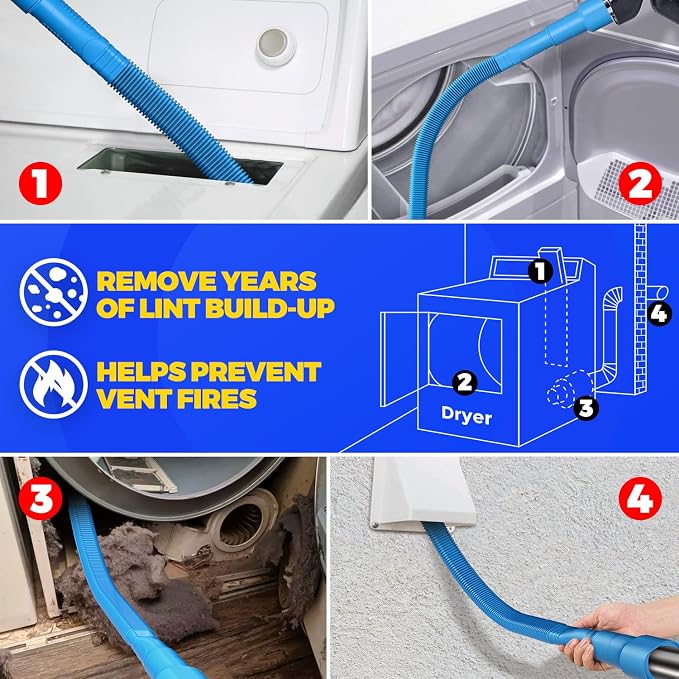 Holikme 50 Pieces 32 Feet Dryer Vent Cleaner Kit, Dryer Cleaning Tools - Image 4