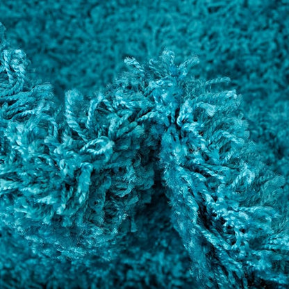 Unique Loom Solid Shag Collection Area Rug (4' 1" Round, Turquoise)