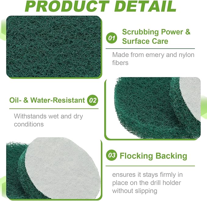 Power Scrub Pads, Scrubbing Pads 180 Grits Scouring Discs - Image 3