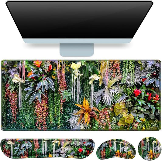 Desk Mat Floral, Large Gaming Mouse Pad by QOMOLAMA