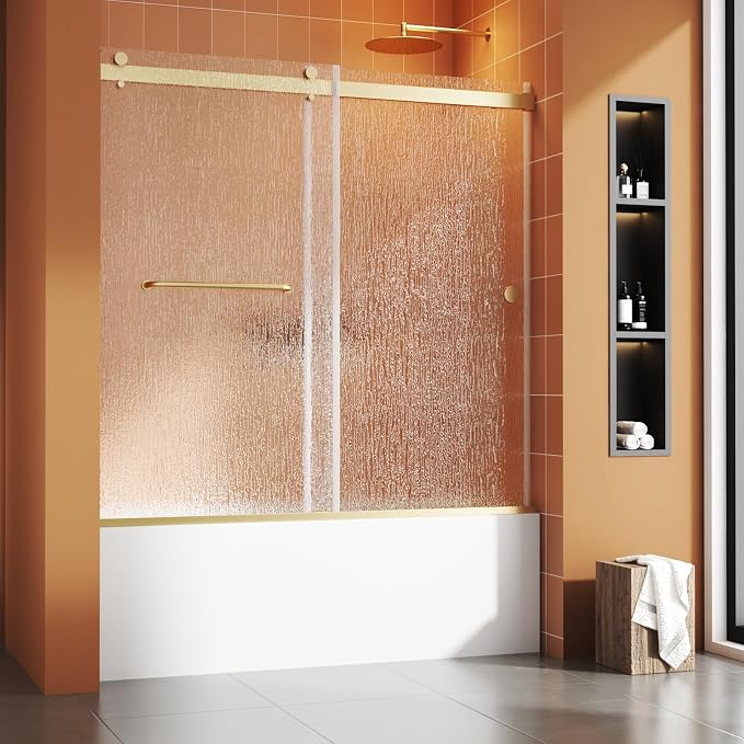 Bathtub Sliding Door 60" W x 56" H, Tub Shower Door, Frameless Bypass Double by Foskbaths