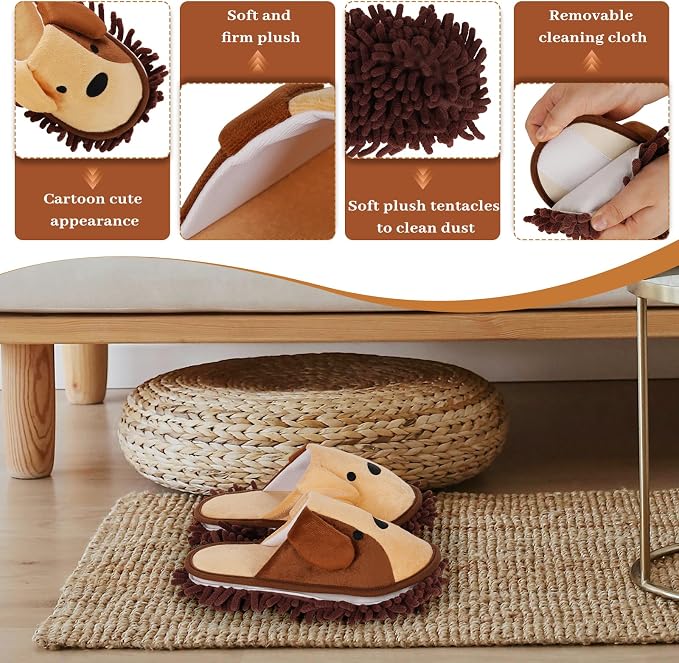 Liitrton Mop Slippers Cartoon Mop Shoes, Washable Microfiber Slippers - Image 4