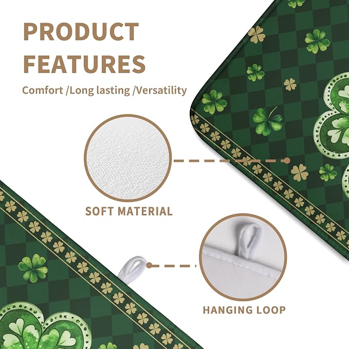 St Patrick's Day Shamrock Dish Drying Mat Green Spring Kitchen Dish Drying Pad - Image 2