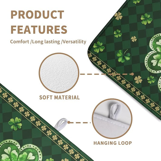 St Patrick's Day Shamrock Dish Drying Mat Green Spring Kitchen Dish Drying Pad - Image 2