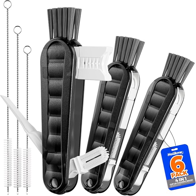 6 Pack Holikme 4 in 1 Cup Lid Cleaning Brush Set by Holikme
