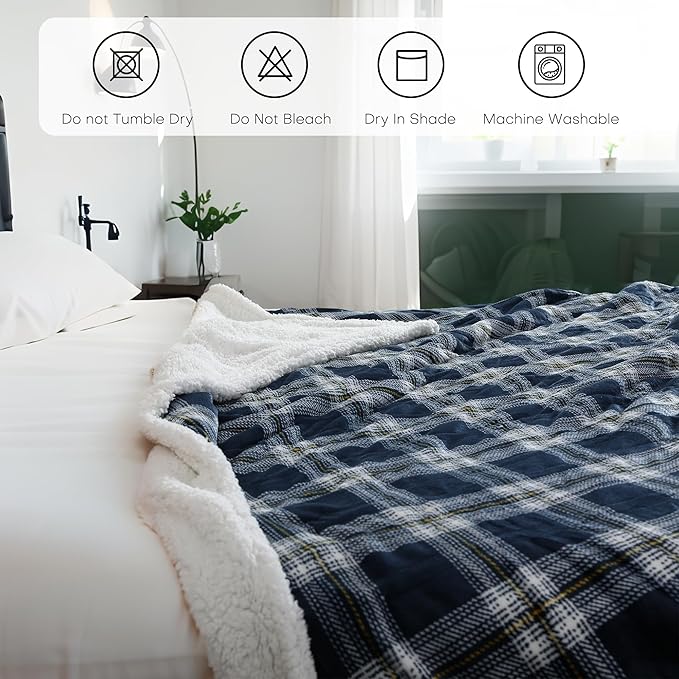 Electric Heated Blanket 50"x60" Throw Size, Flannel, Machine Washable 4 Heat Settings & 10 Hours Auto Off - Geometry Lattice
