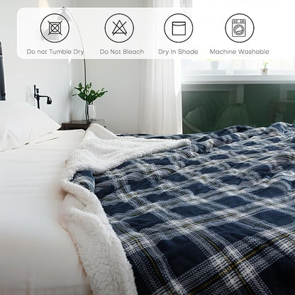 Electric Heated Blanket 50"x60" Throw Size, Flannel, Machine Washable 4 Heat Settings & 10 Hours Auto Off - Geometry Lattice