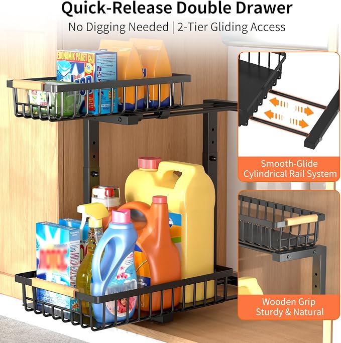 Under Sink Organizer, Under Sink Organizers and Storage, 2-Tier Pull Out Under - Image 6