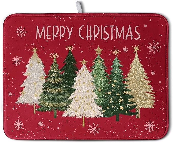 Merry Christmas Dish Drying Mat by Wnoesat