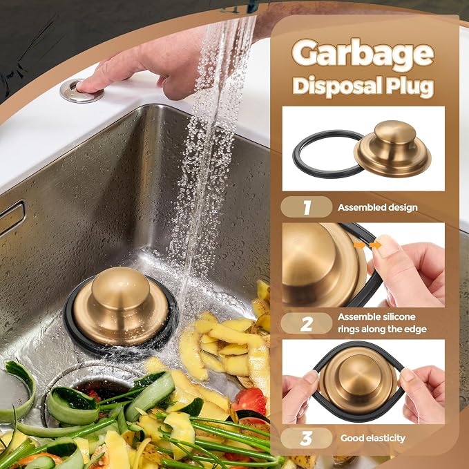 Mudder 3 Pcs Kitchen Sink Drain Strainer and Stopper Stainless Steel Garbage - Image 6