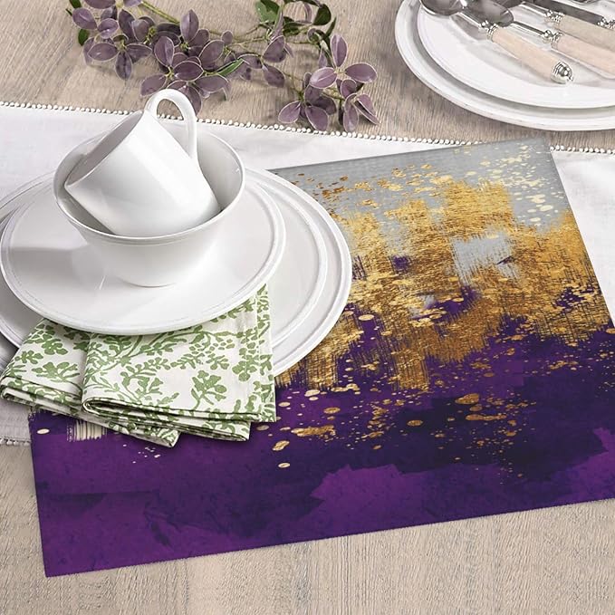 Purple Gold Abstract Art Dish Drying Mat - Image 3