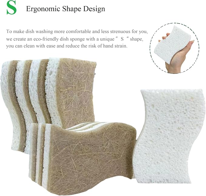UCCO Eco Friendly Biodegradable Kitchen Sponges 12 Pack – Natural Compostable - Image 4