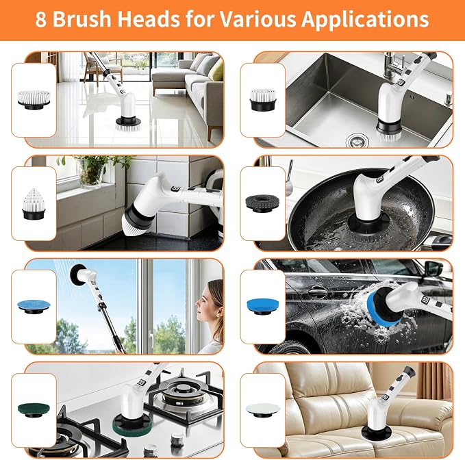 Electric Spin Scrubber for Cleaning Bathroom, Cordless Power Shower Scrubber - Image 7