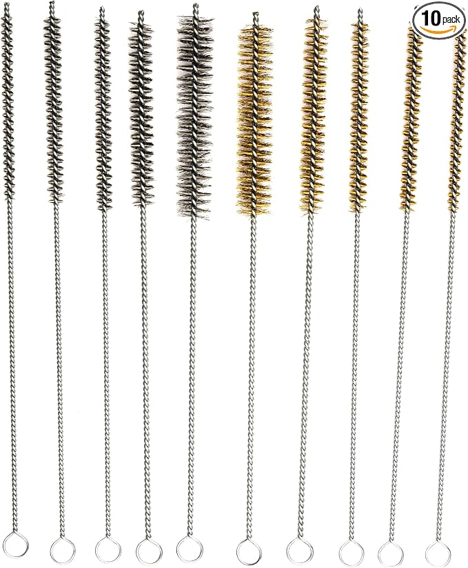 PMD Products 10-Piece Tube Cleaning Brush Kit | Brass Wire Bore Brushes & by PMD+Products