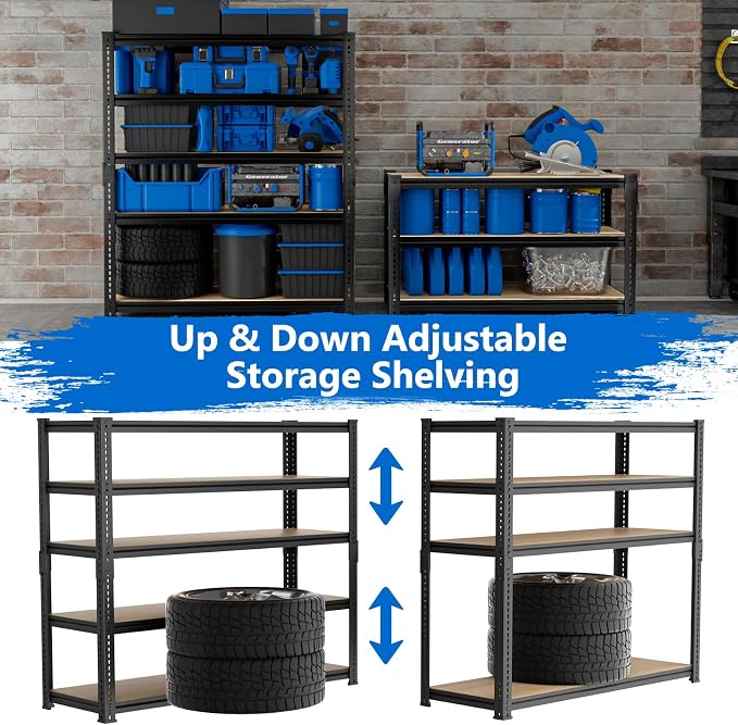Garage Shelving, 5 Tier Adjustable Metal Organizer Wire Rack - Image 5