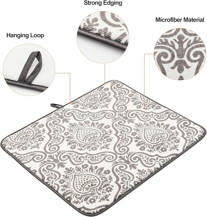 Subekyu Dish Drying Mats for Kitchen, Ultra Absorbent Microfiber Drying Mat - Image 4