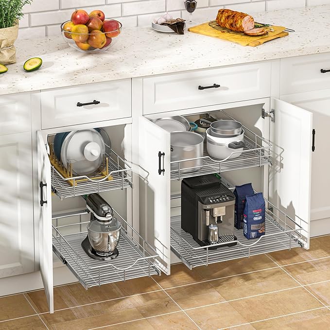 WelFurGeer Soft Close Slide Out Cabinet Shelf, Kitchen Shelf Organizer - Image 2