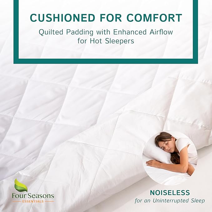 Full XL Size Waterproof Mattress Pad - Fitted Mattress Protector with Quilted Pillow Top Mattress Topper - Premium Quality Hypoallergenic Mattress Cover (54”x80”) Extra Long Full