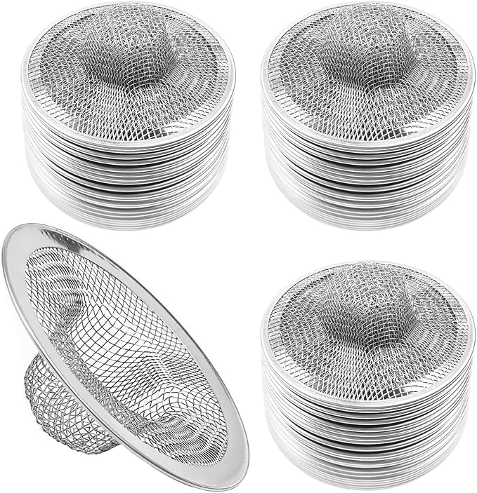 50pcs Mesh Sink Strainer, 2.75" Top/1" Stainless Steel Slop Basket Filter Trap by YEXEXINM