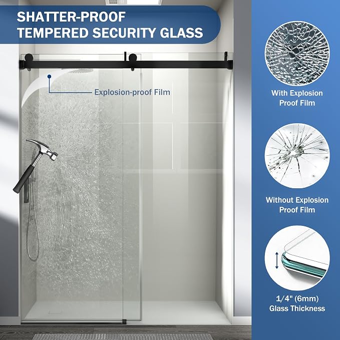 Abruzzo 76" Frameless Shower Door Single Sliding - Image 4