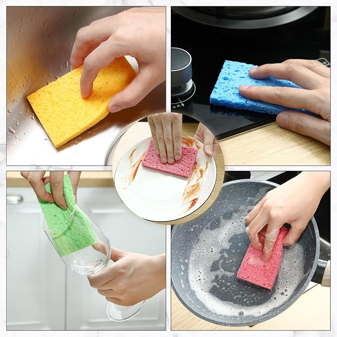 Zhengmy 300 Pieces Sponges Kitchen Compressed Sponges Bulk Natural Dish Sponge - Image 5