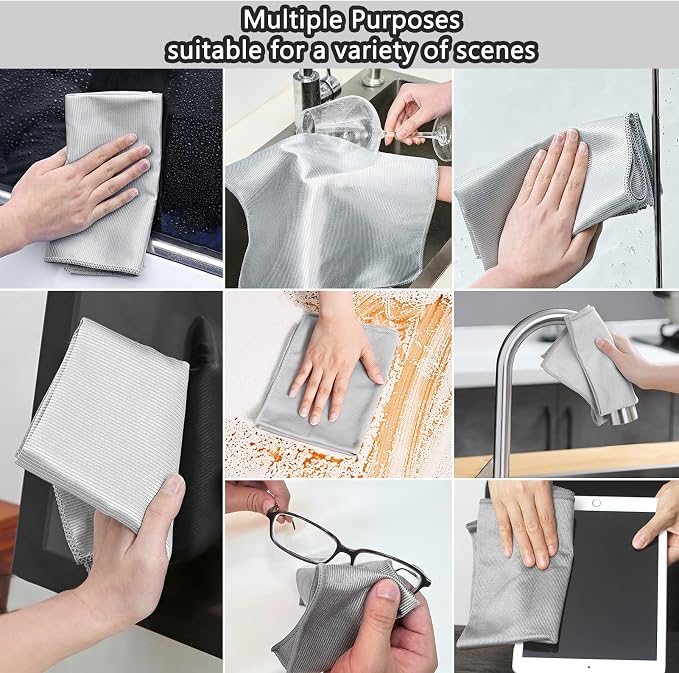 XANGNIER Microfiber Glass Cleaning Cloths, 8 Pack Streak Free Miracle Cleaning - Image 5