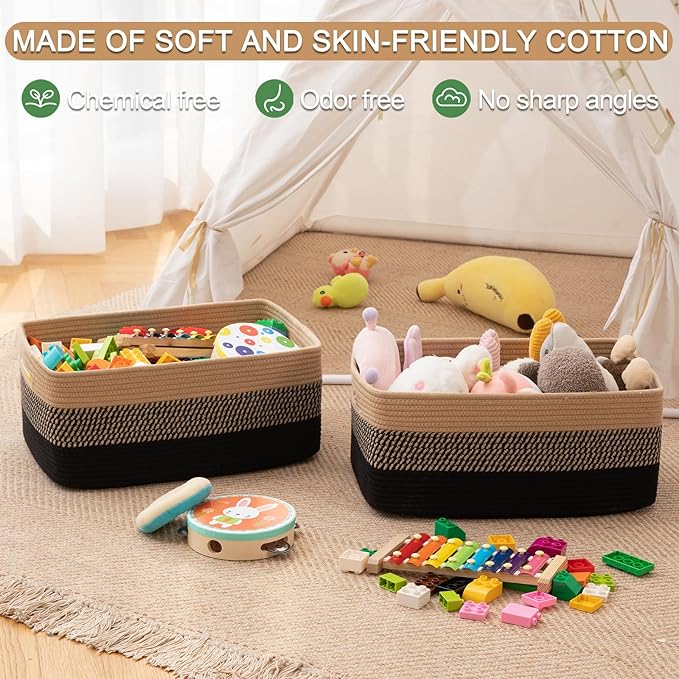 Large Storage Basket for Organizing, Woven Rope Basket for Shelves, Closet - Image 5