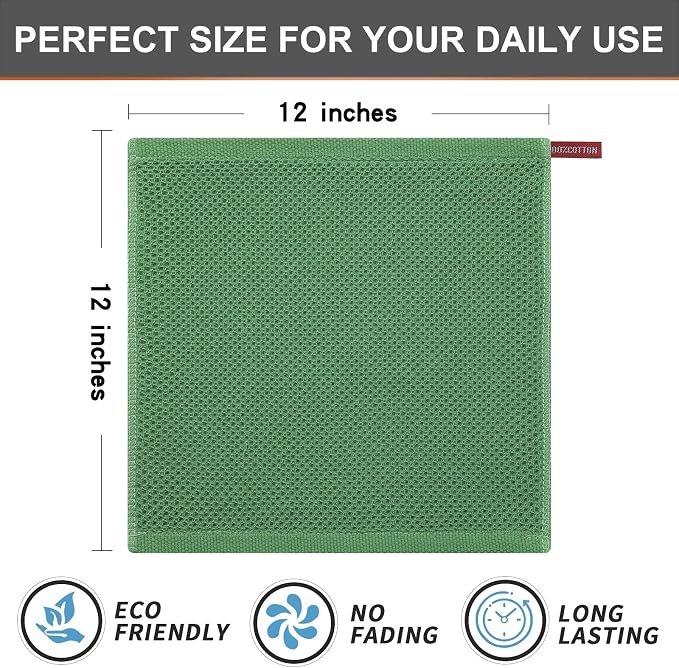 Kitinjoy 100% Cotton Kitchen Dish Cloths, 6 Pack Waffle Weave Ultra Soft - Image 5