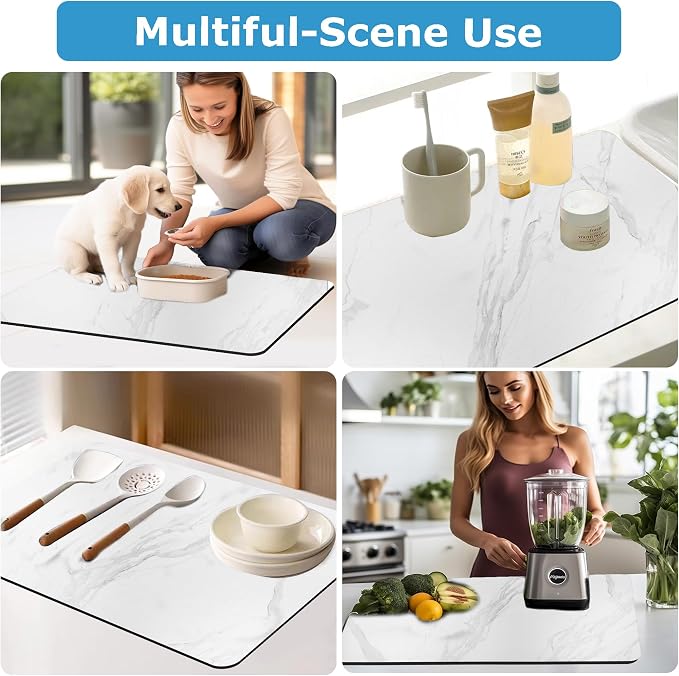 Dish Drying Mat Coffee Bar Mat for Kitchen Counter, Absorbent Dish Rack Pad - Image 7